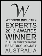 DJ:Plus! Entertainment awarded best wedding dj Australia 2013