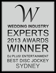 DJ:Plus! Entertainment awarded best wedding dj Sydney 2013