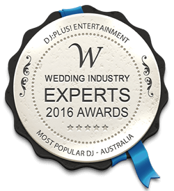 DJ:Plus! Entertainment Winner Best Wedding DJ Sydney, NSW & Australia at 2016 Wedding Industry Experts Awards