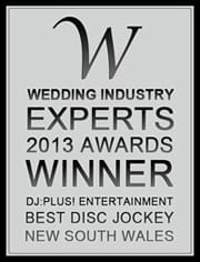 DJ:Plus! Entertainment awarded best wedding dj NSW 2013
